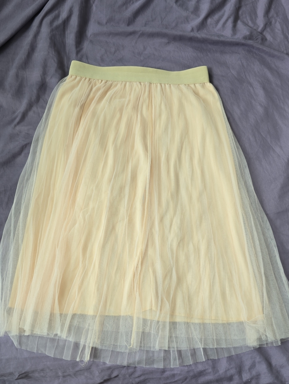 Women's Cream Tulle Midi Skirt
